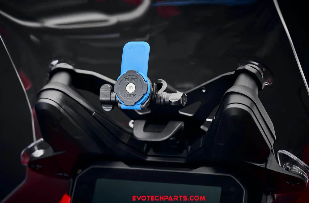 Ducati Multistrada V4 RS from 2024 / Pikes Peak from 2022 Quad Lock compatible sat nav holder from Evotech Performance